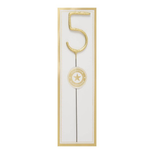 Bougie scintillante dorée : chiffre 5 - Wondercandle Bougie scintillante dorée : chiffre 5 - Wondercandle