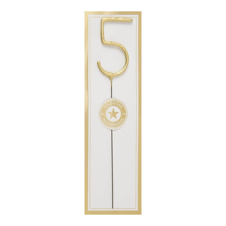 Bougie scintillante dorée : chiffre 5 - Wondercandle