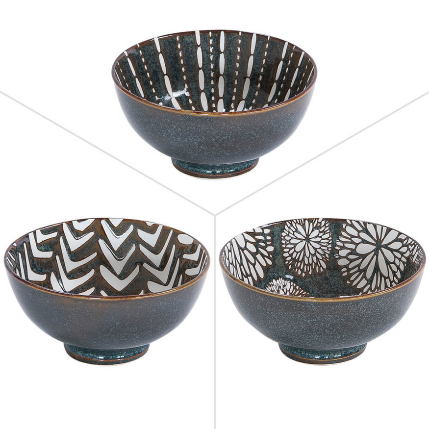Bol décors assortis Penja Brun 15cm en porcelaine - Table pa