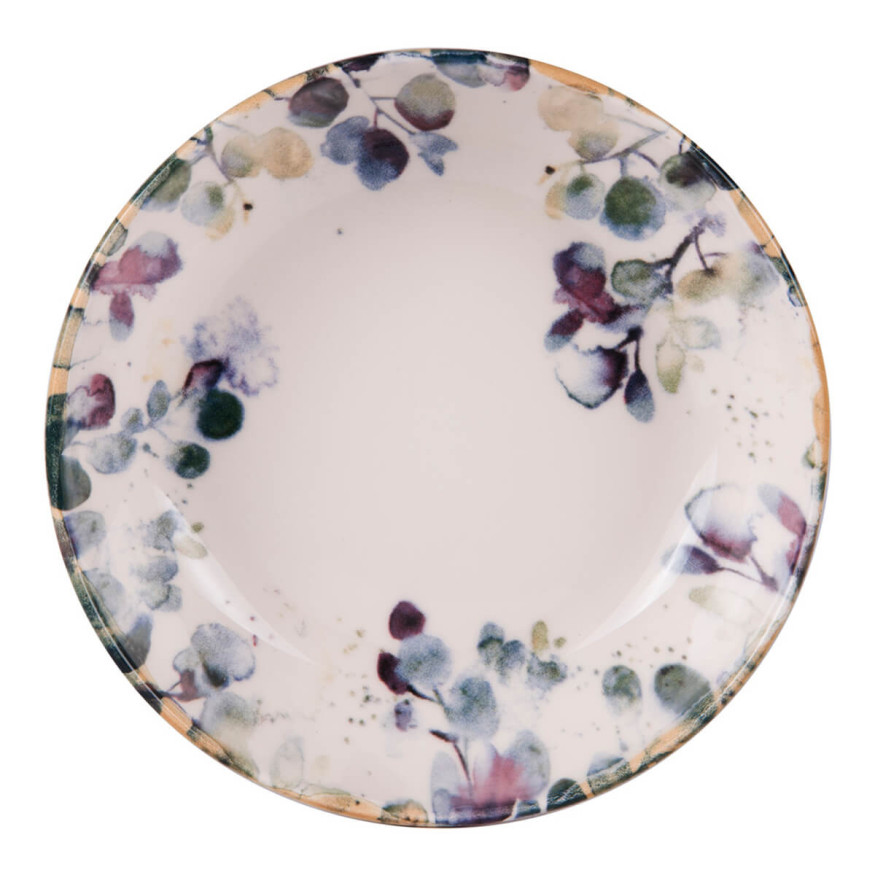 Assiette à pâtes 22x6cm en faïence décorée Garden - Table pa