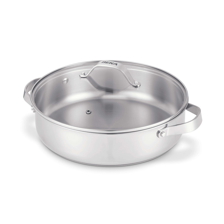 Sauteuse 2 anses inox avec couvercle verre 28 cm Cicla - Bek