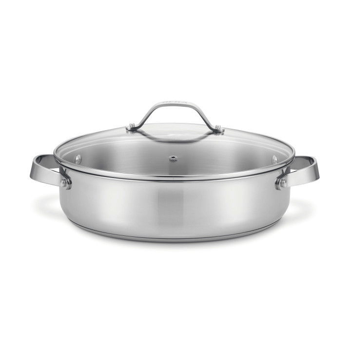 Sauteuse 2 anses inox avec couvercle verre 28 cm Cicla - Bek