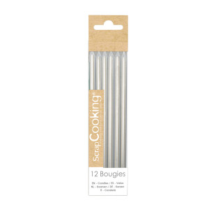 12 bougies hautes argentées 12 cm - Scrapcooking