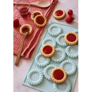 Moule en silicone 11 biscuits tartelettes rondes 6 cm - Scrapcooking