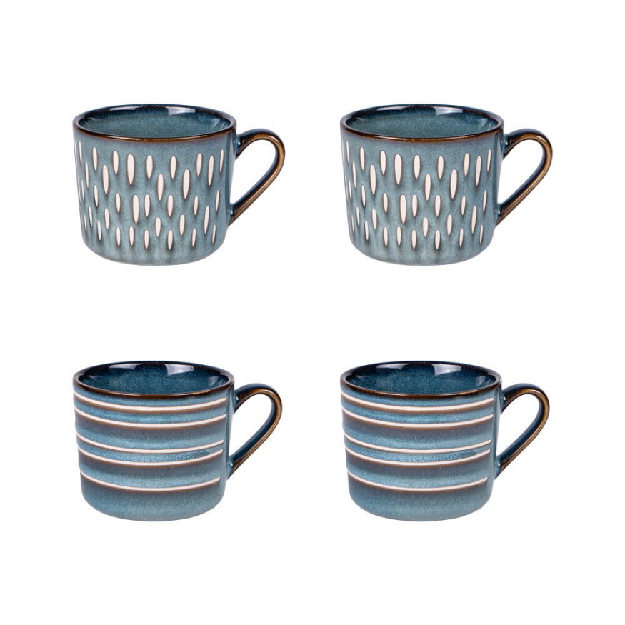 Coffret 4 tasses 18 cl Helsinki bleu - Table passion