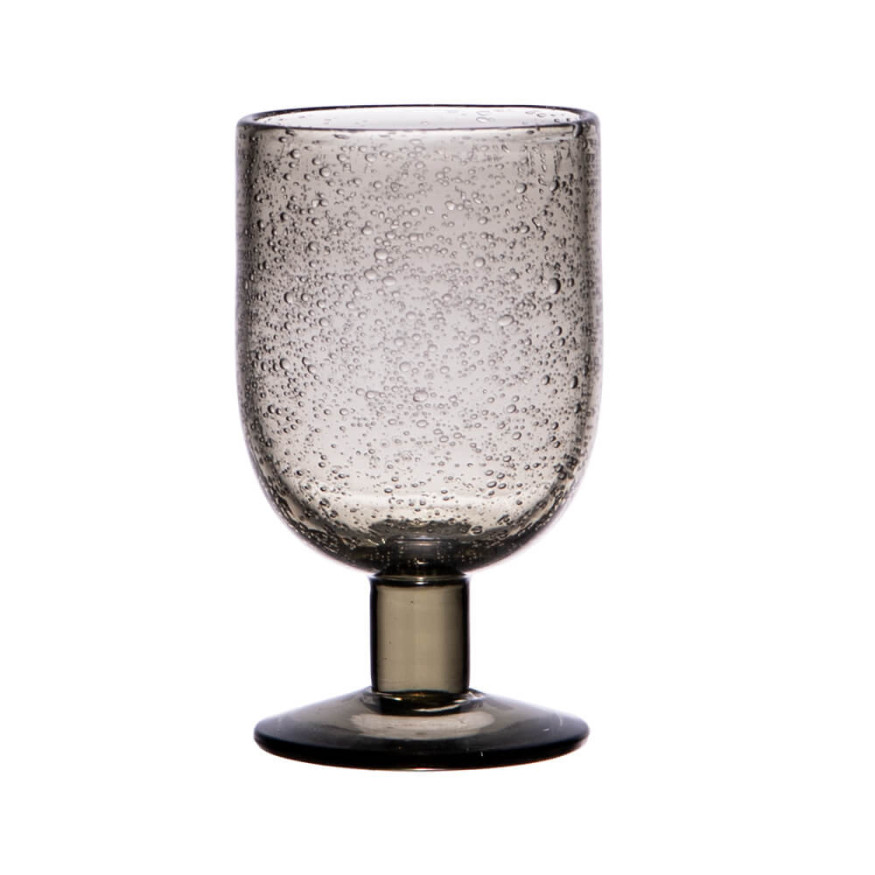 Verre à pied 28 cl Lubéron bullé gris - Table passion