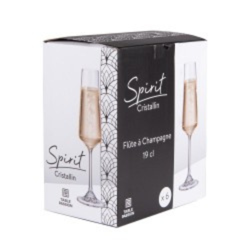 Boîte de 6 flûtes 19cl cristallin spirit - Table passion