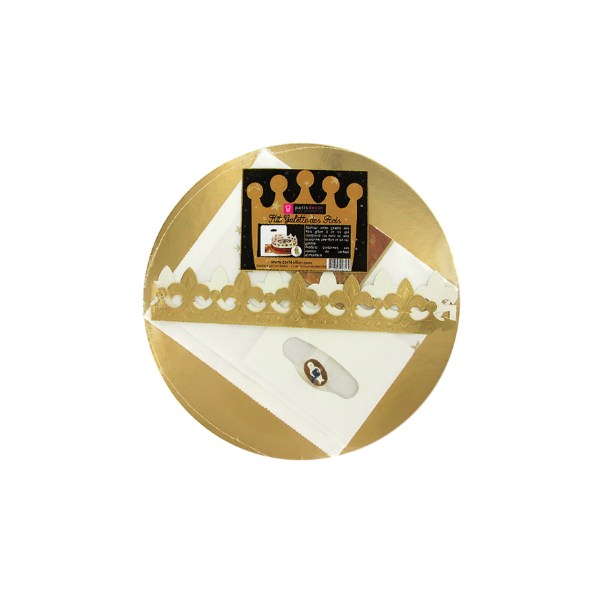 Kit galette des rois : un sac galette, une couronne, une fèv
