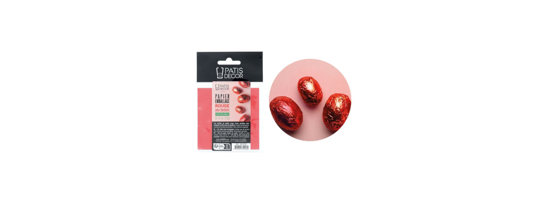 50 feuilles de papier emballage rouge pour bonbons et chocol
