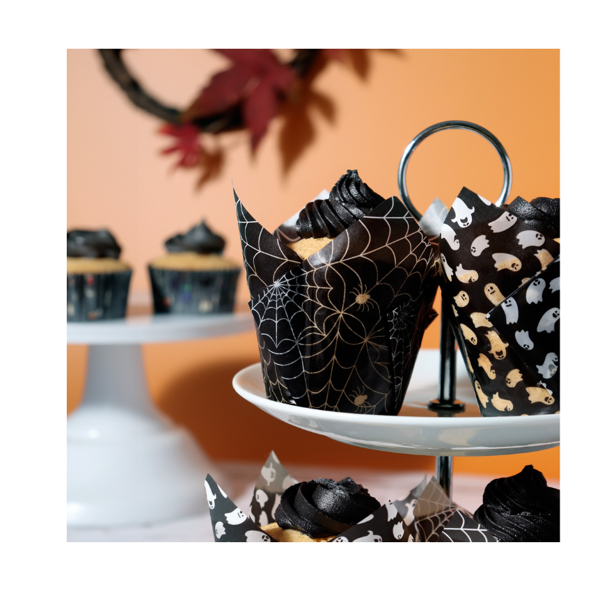 24 caissettes tulipes à cupcakes et muffins araignés et fant