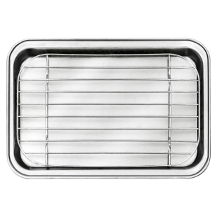 Plat à dresser en inox avec grille 26,5*20,5*2,5 cm- Lacor