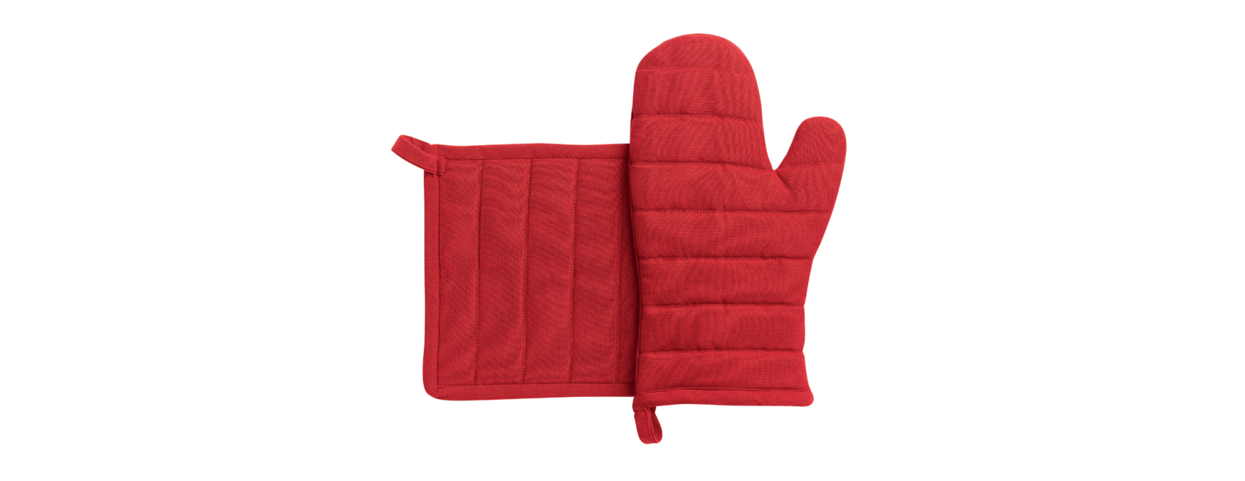 Lot gant et manique en coton recyclé rouge - Winkler