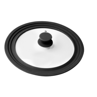 Couvercle en verre et silicone multi-diamètres de 24 à 28 cm
