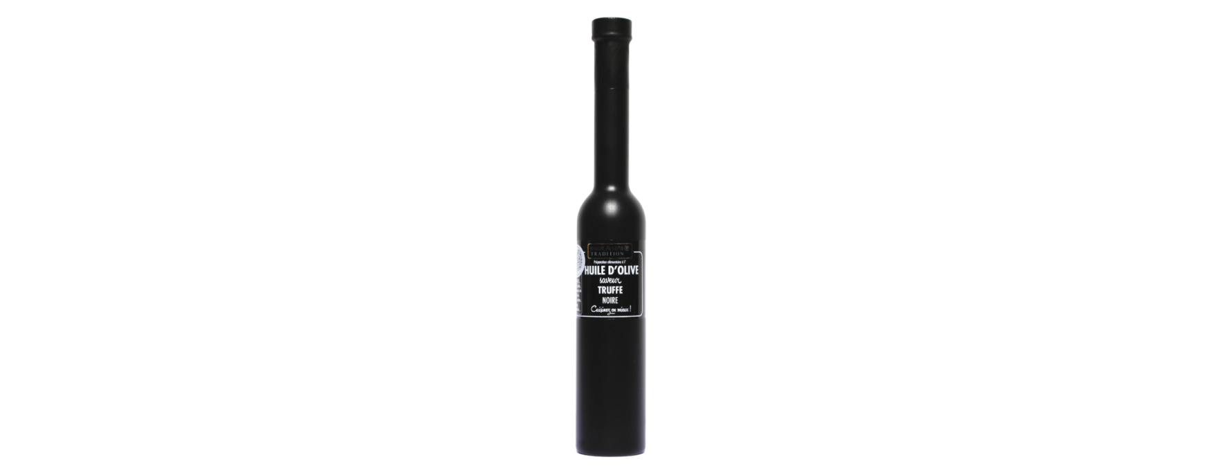 Huile d´olive saveur truffe noire 20 cl sérigraphiée noire -