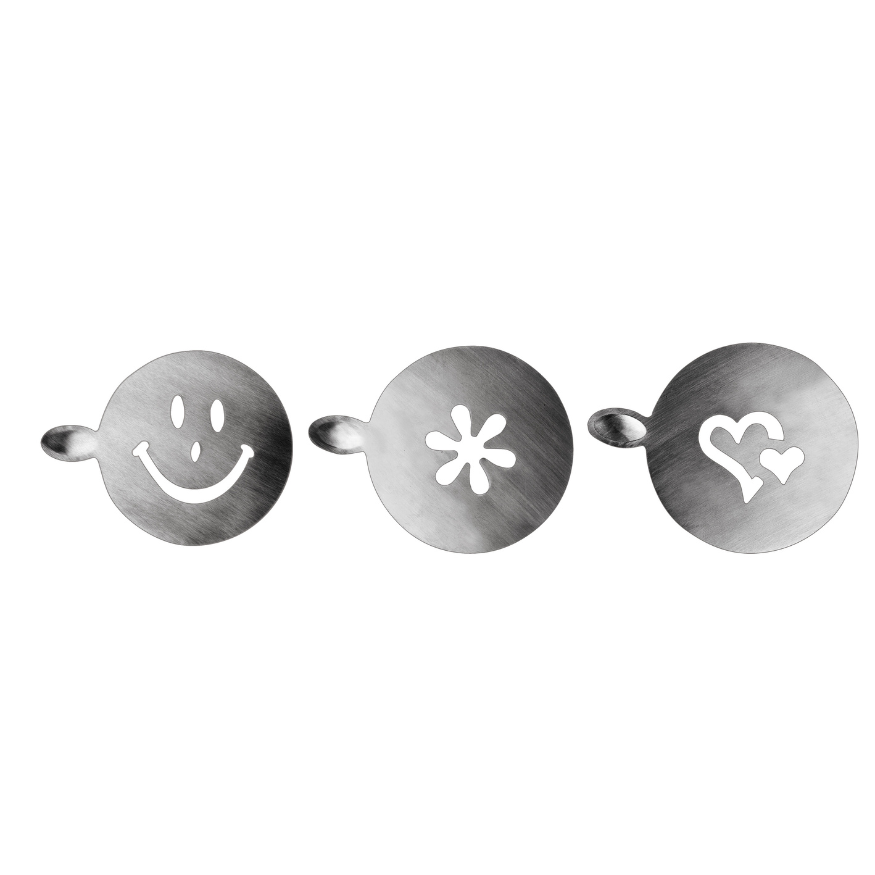 Lot de 3 pochoirs pour décorations de boissons chaudes