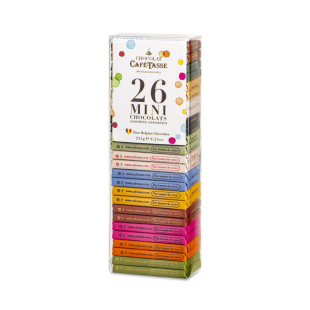 Réglette 26 mini tablettes de chocolat assorties 234 gr - Café Tasse