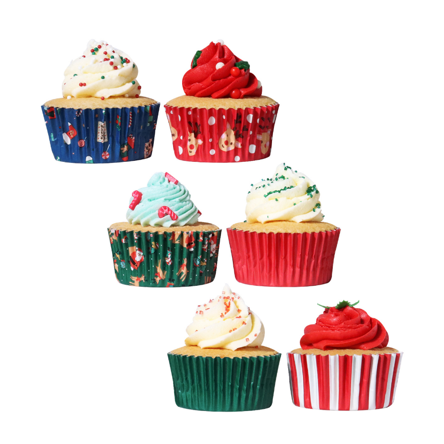 100 caissettes pour muffins et cupcakes de Noël traditionnel
