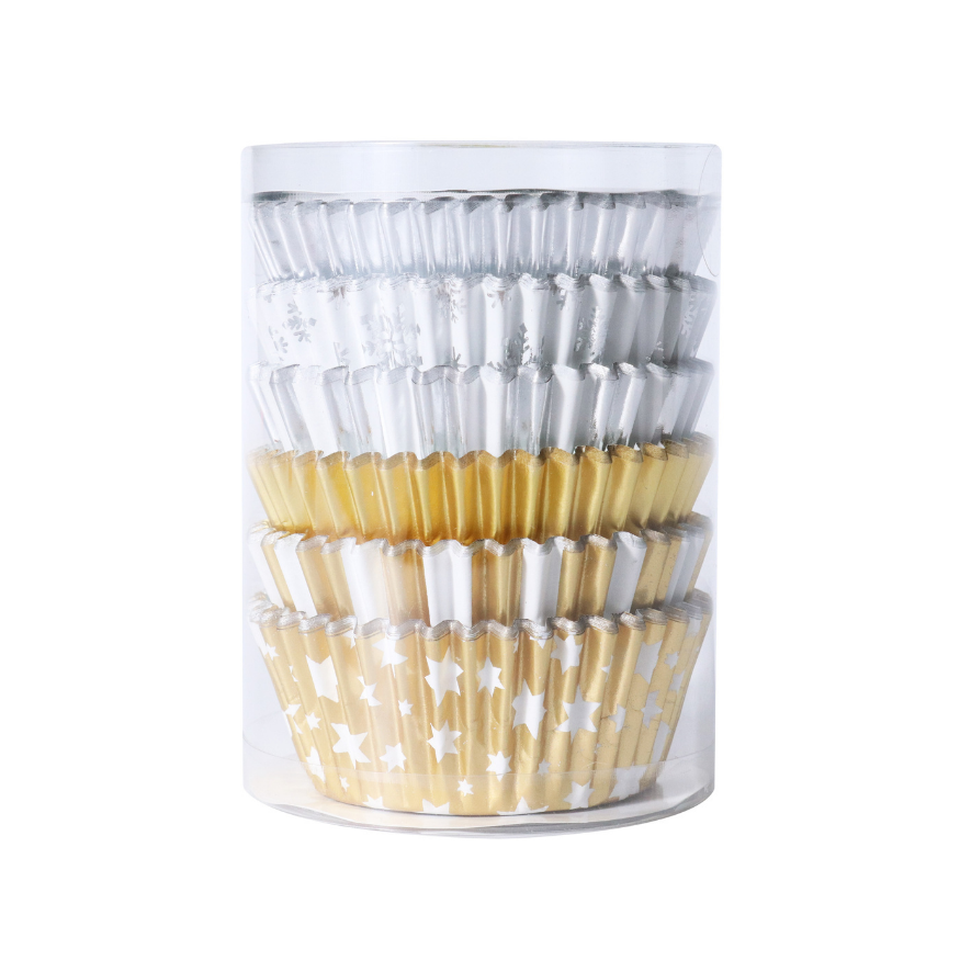 100 caissettes pour muffins et cupcakes de Noël doré et arge