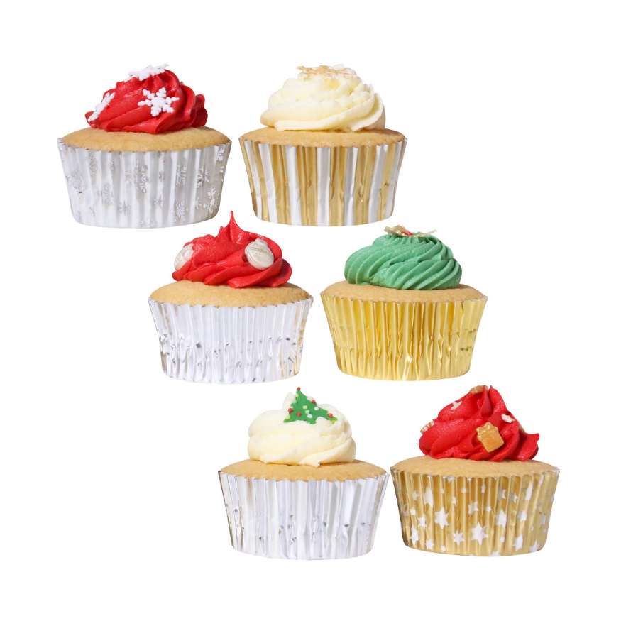 100 caissettes pour muffins et cupcakes de Noël doré et arge
