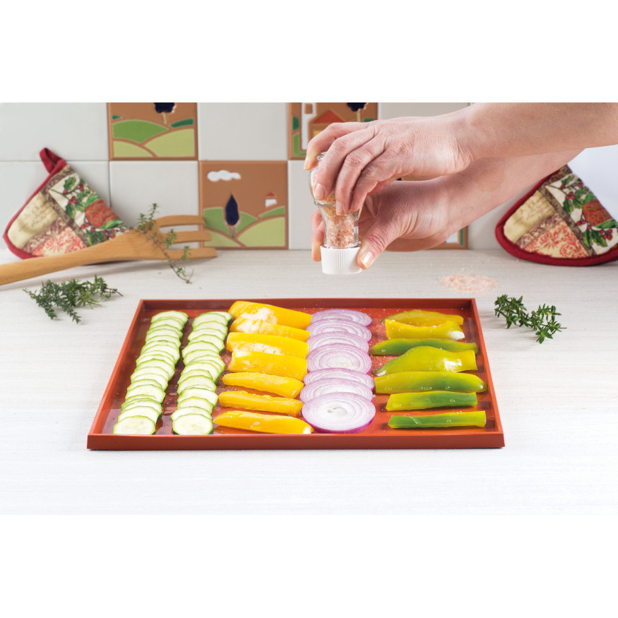 Tapis de cuisson rectangulaire à rebord en silicone idéal po