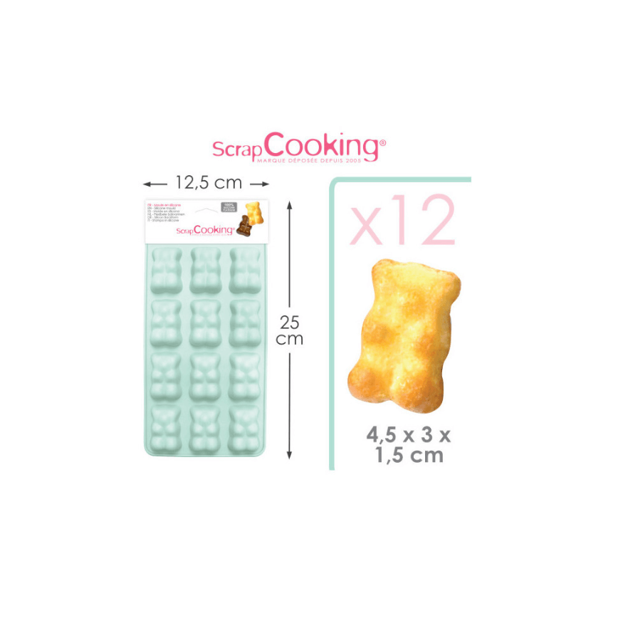 Moule à chocolat en silicone 12 oursons guimauve 4.5 x 2.5 c