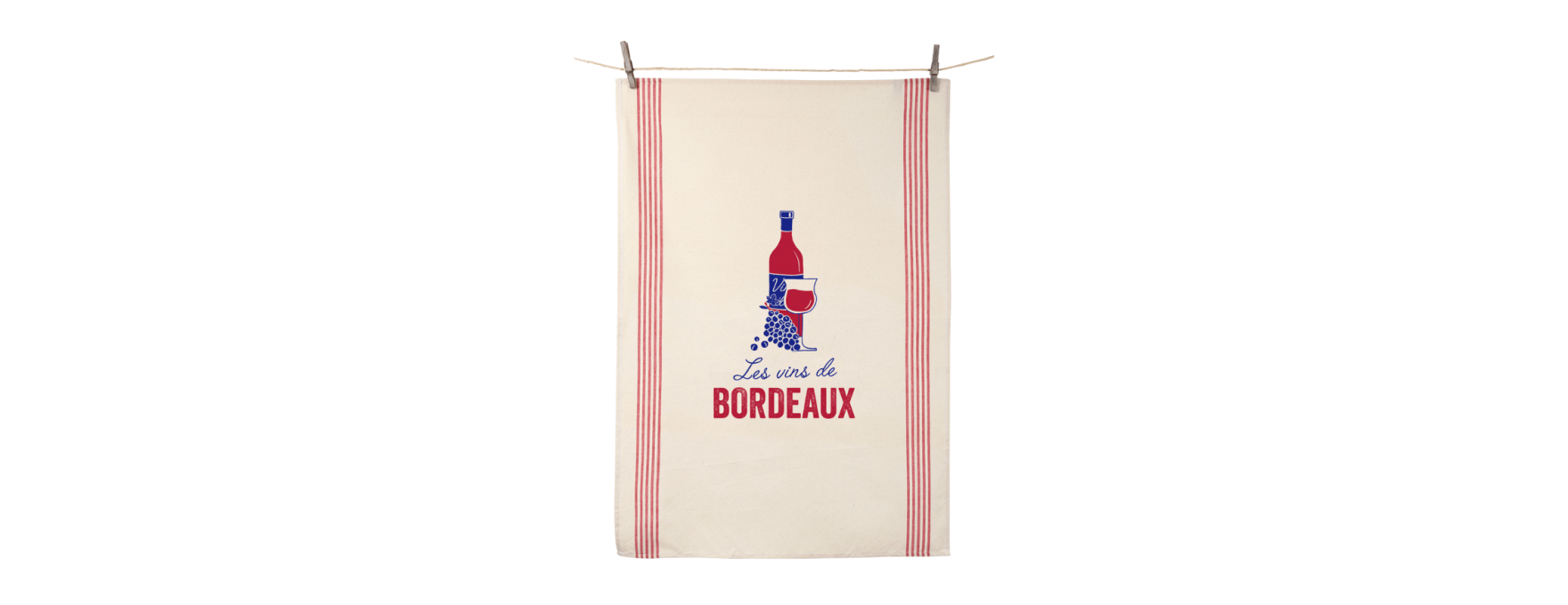 Torchon Les vins de Bordeaux 55x80 cm 100% coton - Tissage d