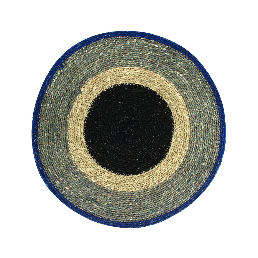 Set de table 38cm Luna rond en jonc de mer bleu - Ogo living