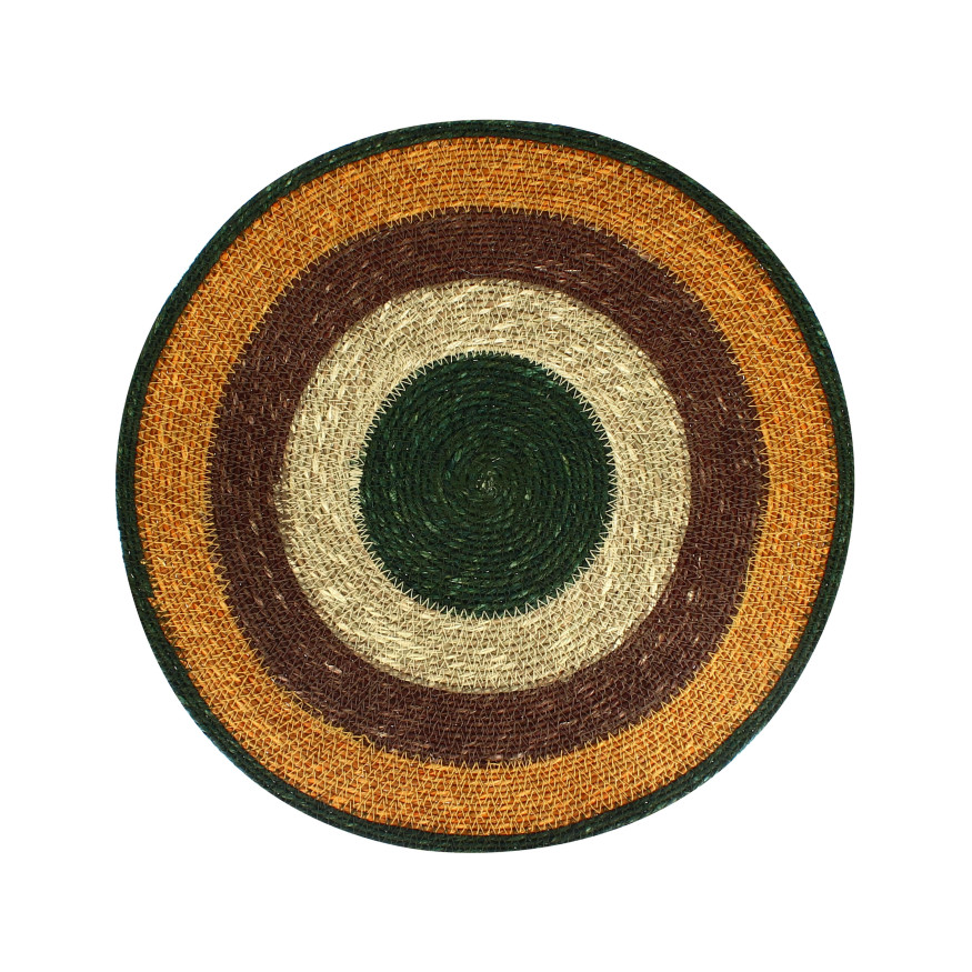 Set de table 38cm Luna rond en jonc de mer terracotta - Ogo 