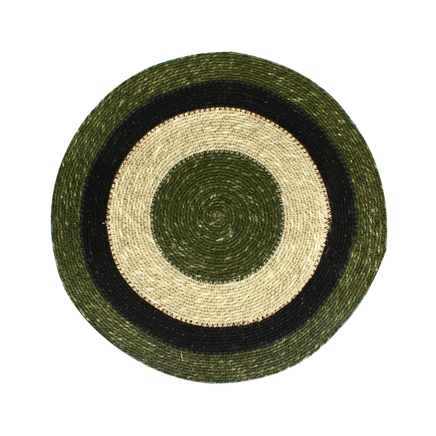 Set de table 38cm Luna rond en jonc de mer vert - Ogo living