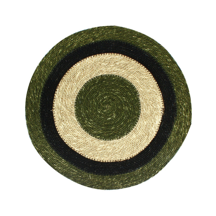 Set de table 38cm Luna rond en jonc de mer vert - Ogo living