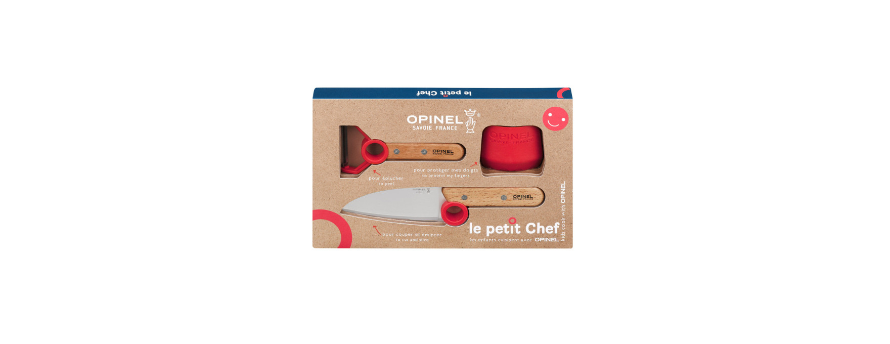 Coffret petit chef : couteau. éplucheur et protége doigt - O