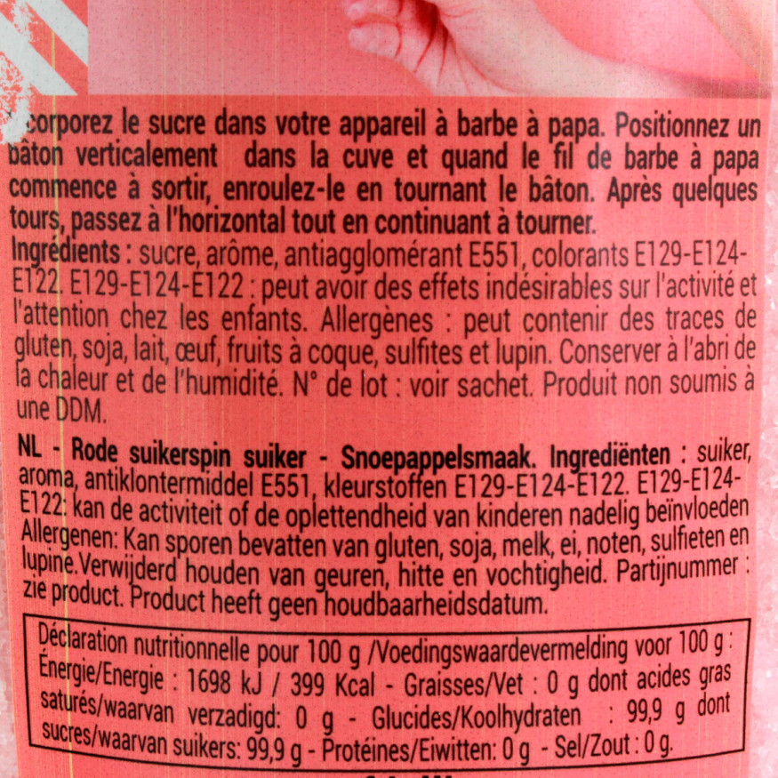 Sucre pour barbe à papa goût pomme d´amour 400 gr - Patisdec