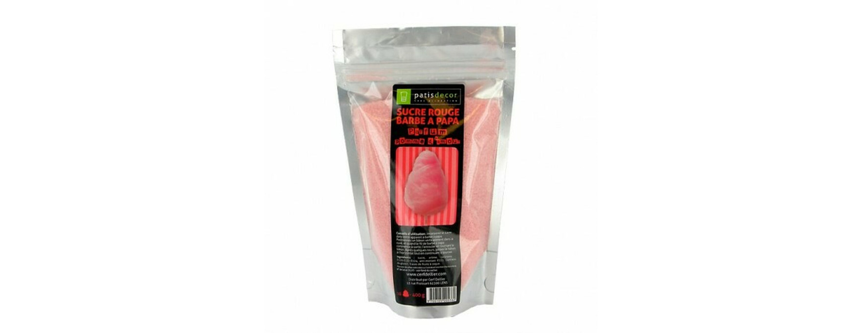 Sucre pour barbe à papa goût pomme d´amour 400 gr - Patisdec