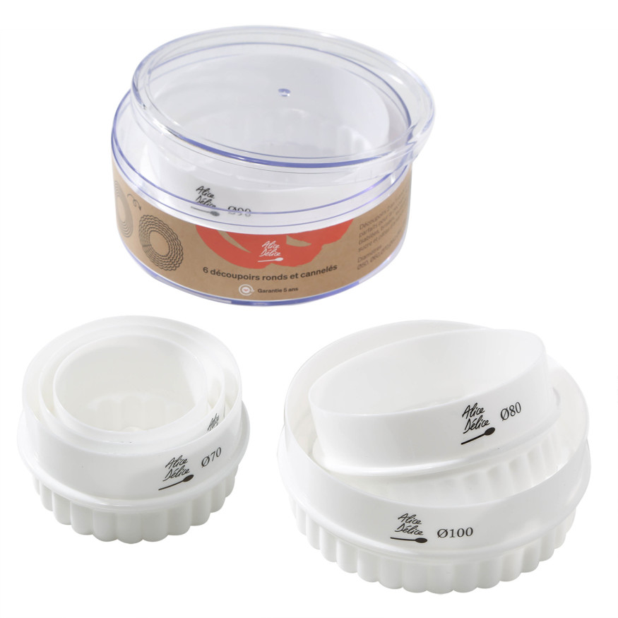 Lot 6 découpoirs en plastique ronds et cannelés - Alice Déli