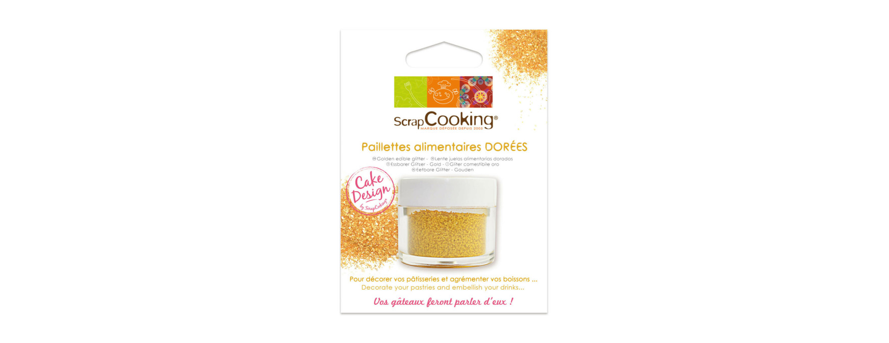 Paillettes alimentaires dorées 5 gr - Scrapcooking