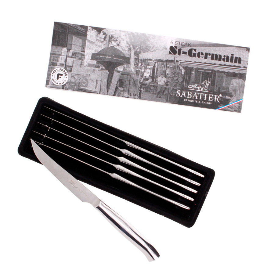 Coffret 6 couteaux steak lame lisse Saint-Germain en inox - 