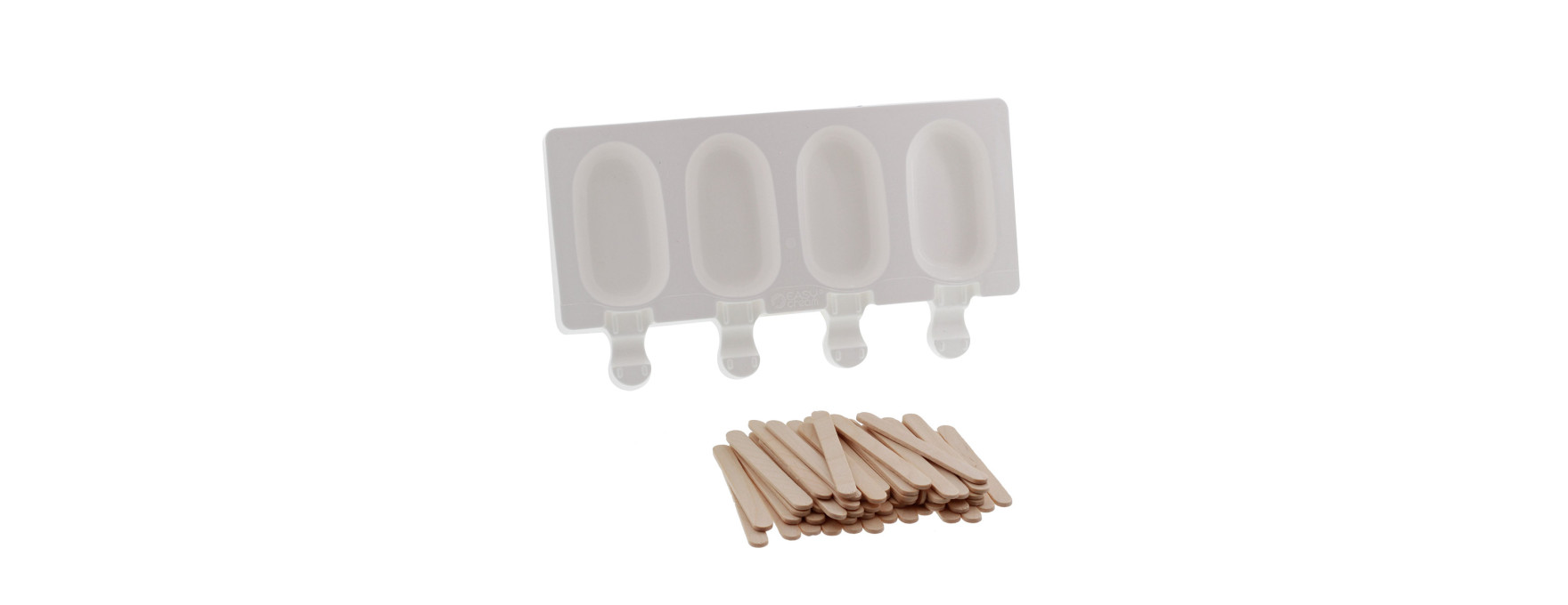 Moule 4 mini glaces esquimaux en silicone et 50 bâtonnets en