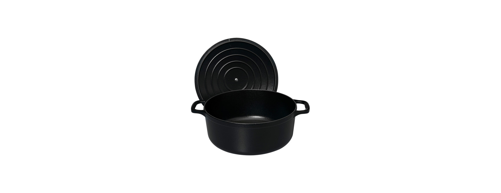 Cocotte en fonte ronde 24 cm 4.0L noire - Le Chasseur