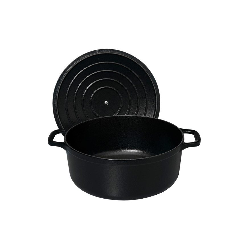 Cocotte en fonte ronde 24 cm 4.0L noire - Le Chasseur