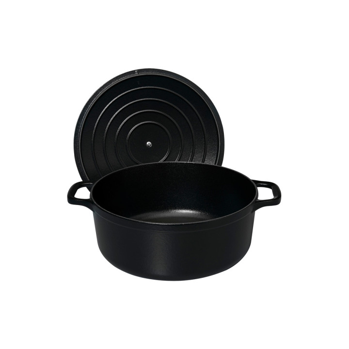 Cocotte en fonte ronde 24 cm 4.0L noire - Le Chasseur
