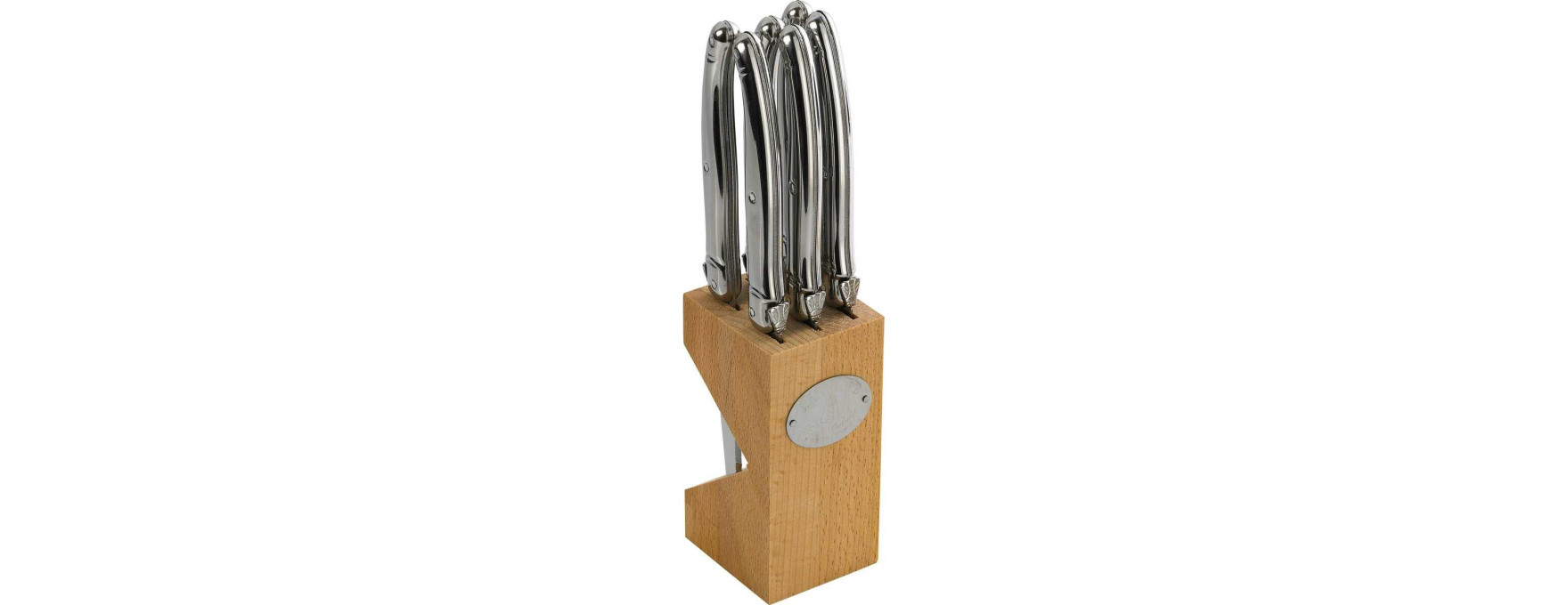 Bloc hêtre 6 couteaux à steak Laguiole - Jean Dubost