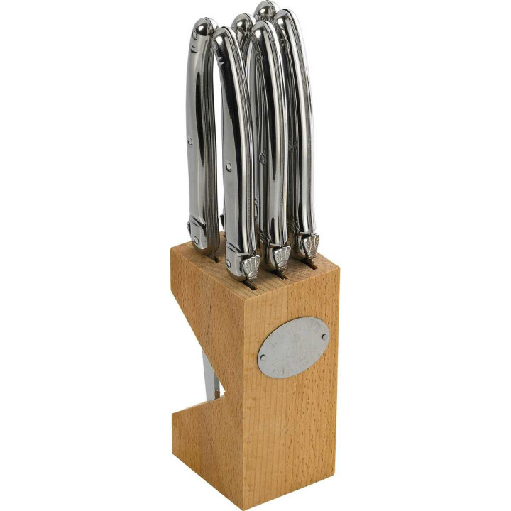Bloc hêtre 6 couteaux à steak Laguiole - Jean Dubost