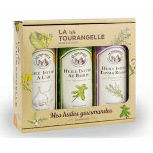 Coffret Huiles infusées : Basilic, Ail, Thym et Romarin - La