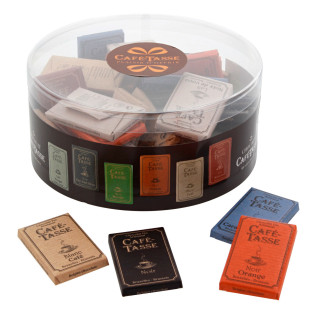 Boîte 40 mini tablettes de chocolat assorties 360 gr - Café 