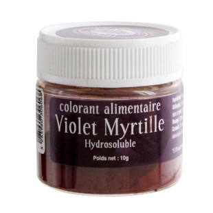 Colorant alimentaire en poudre hydrosoluble violet myrtille 