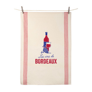 Torchon Les vins de Bordeaux 55x80 cm 100% coton - Tissage d