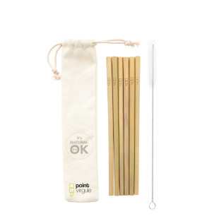 Set de 6 pailles en bambou + brosse - Point Virgule Set de 6 pailles en bambou + brosse - Point Virgule