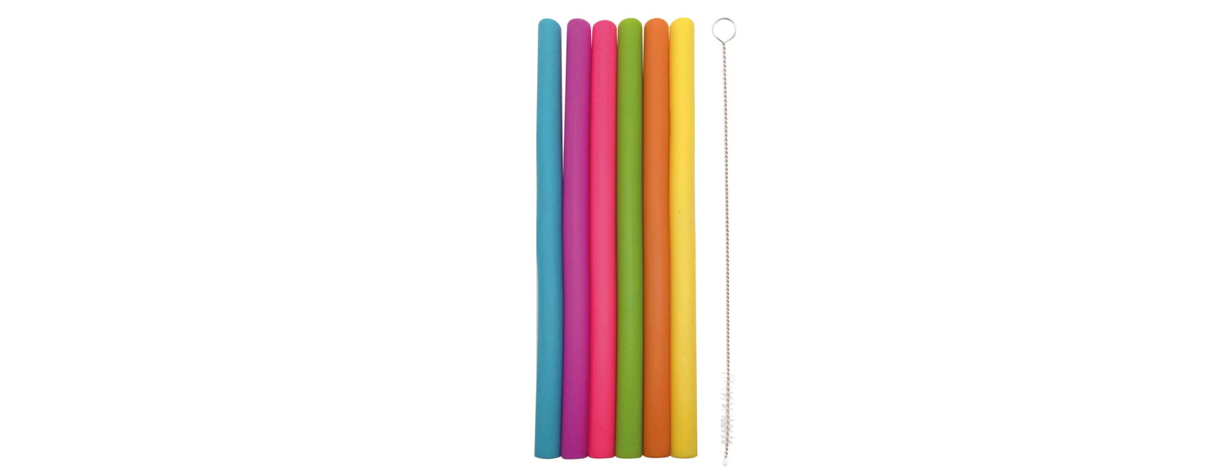 Set de 6 pailles droite en silicone multicolore - Dotz