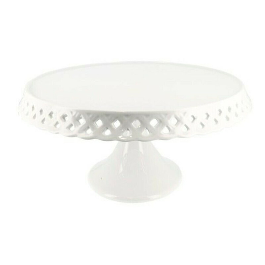 Présentoir à gâteau sur pied en céramique dentelles 25 cm - 