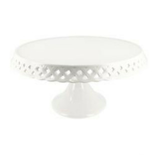 Présentoir à gâteau sur pied en céramique dentelles 25 cm - 